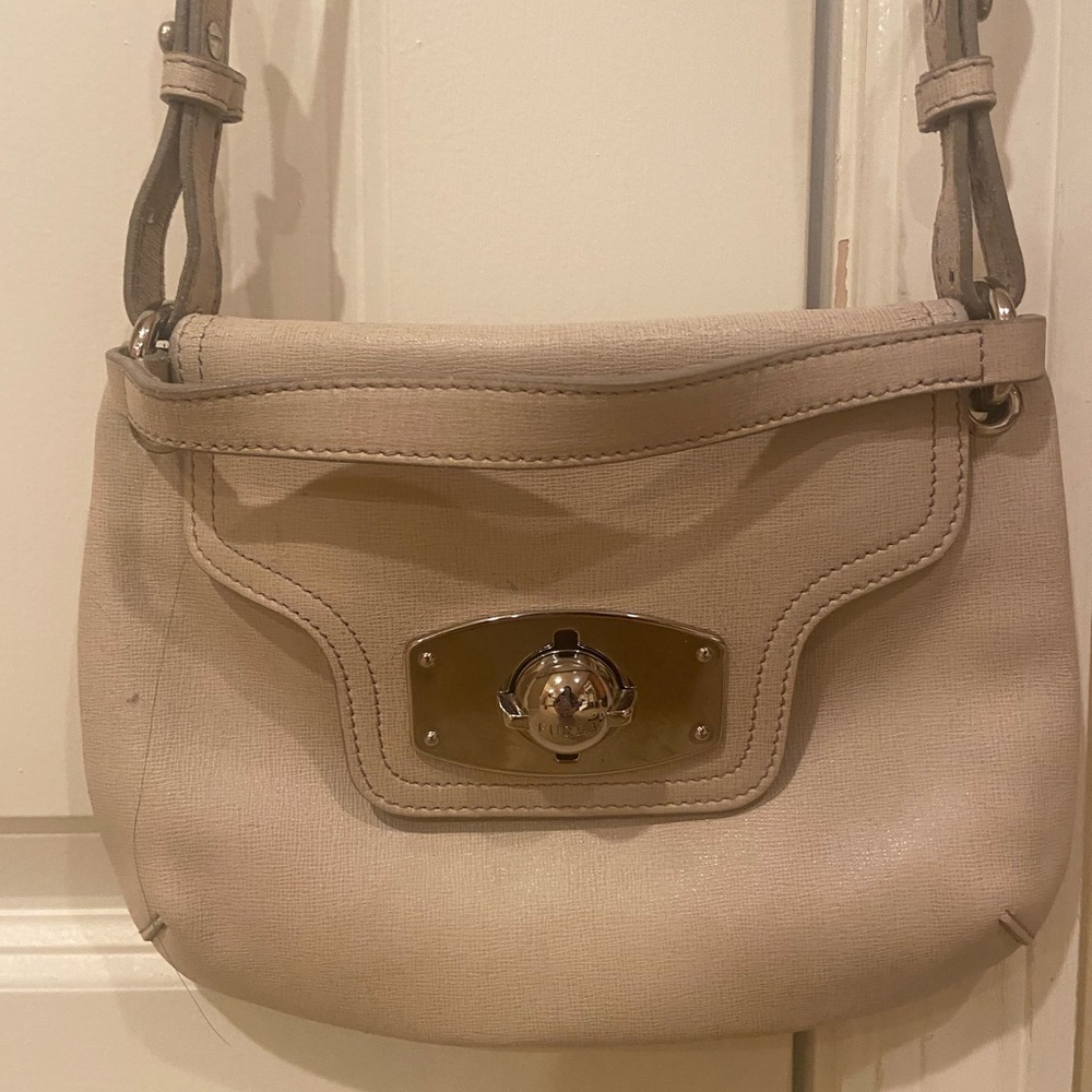 Furla Cream Crossbody Bag with Silver Accent